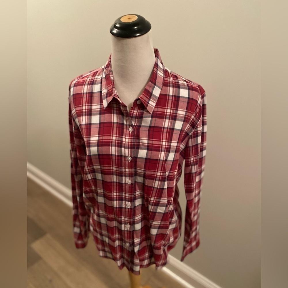 Garnet Hill Plaid Button Down Women’s Shirt | Size 8